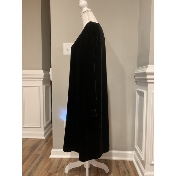 New Eileen Fisher Velvet Crew Neck Knee Length Holiday Dress Black Sz XS - Picture 4 of 10